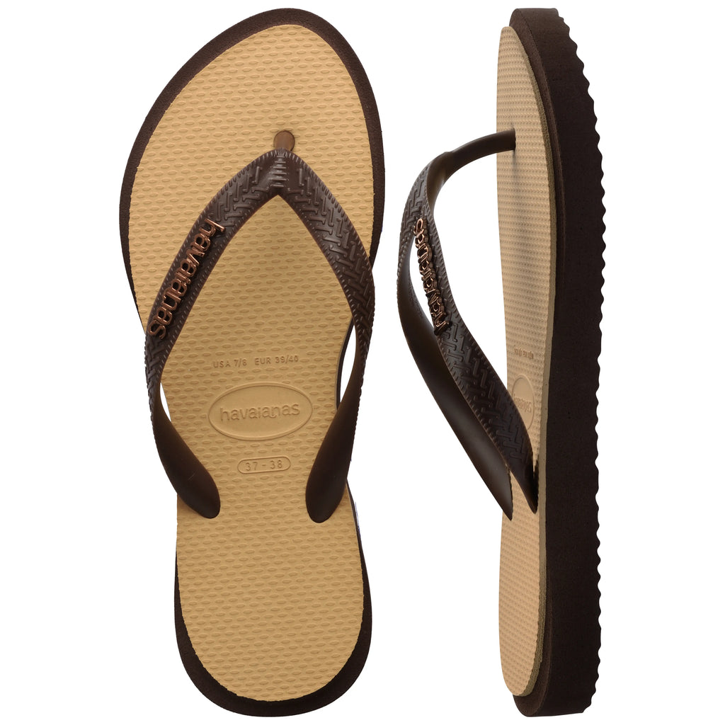 Havaianas Ladies - Point Fusion Dark Brown-Golden