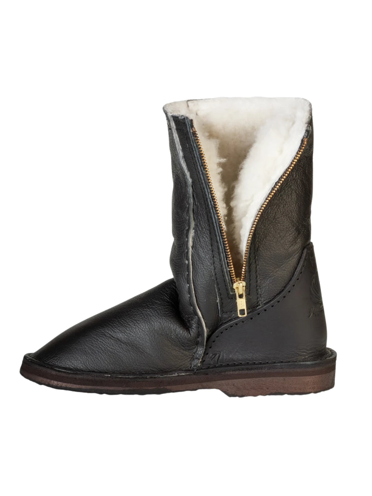 InStep Full Leather Zip-Up Sheepskin Long Boots - Black