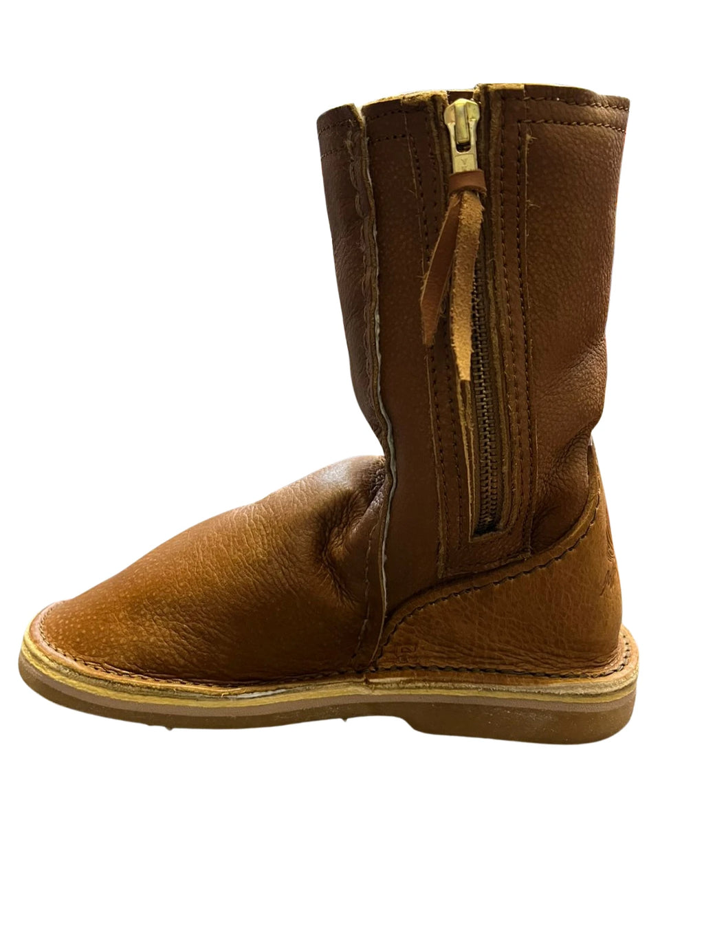 InStep Full Leather Zip-Up Sheepskin Long Boots - Tan