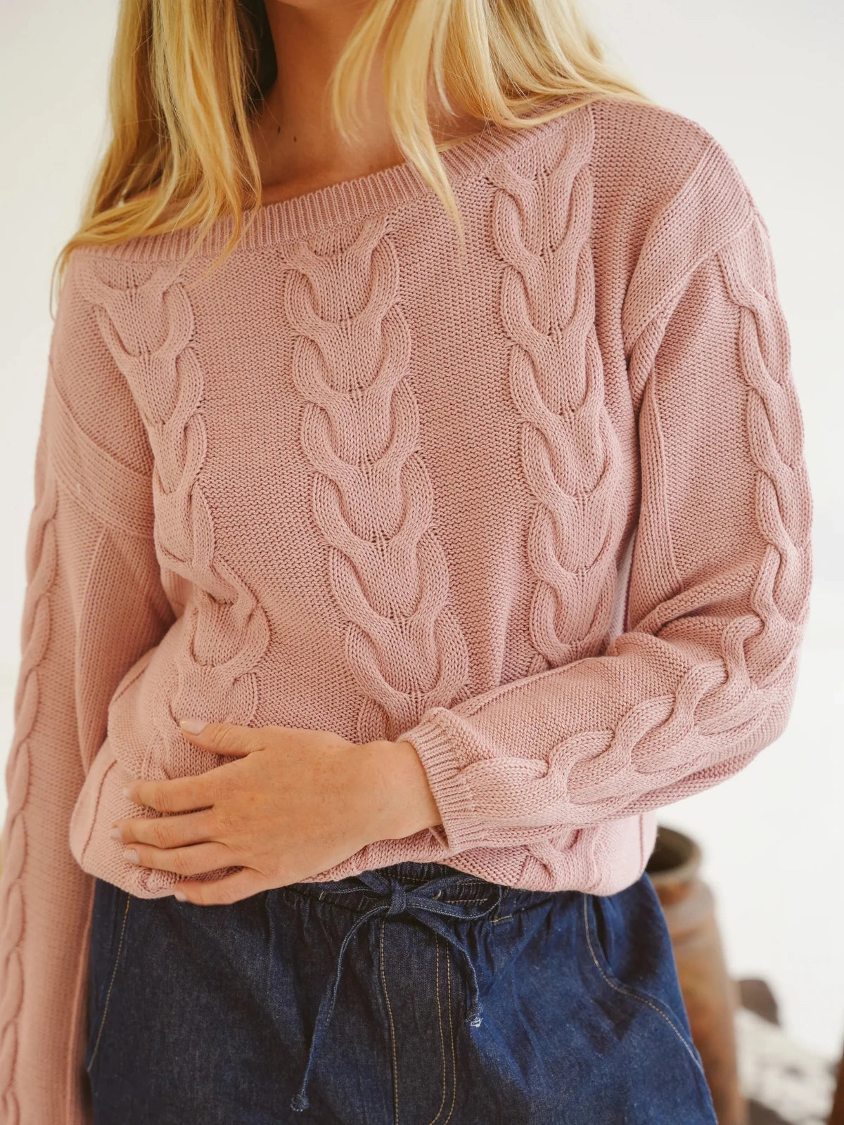 Just Cruizin Ladies Top - Avery Cotton Cable Knit