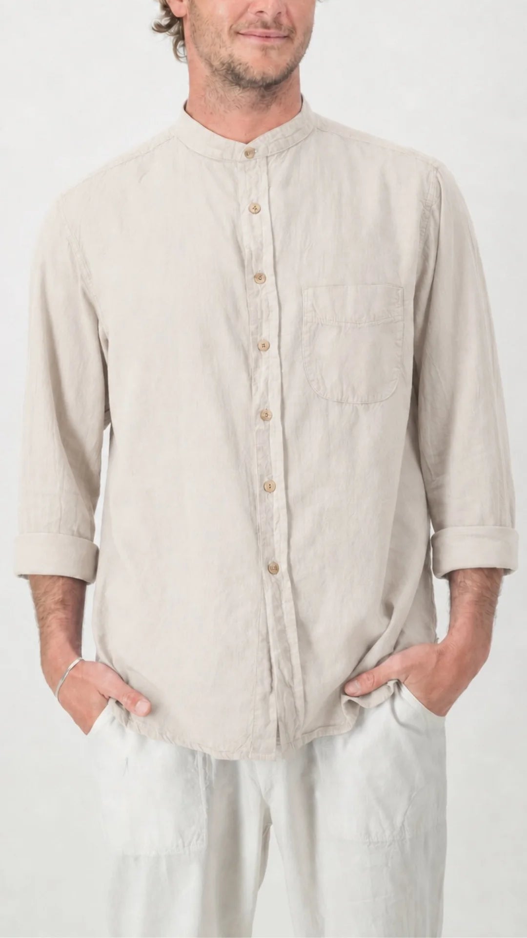 Just Cruizin Mens Shirt - Adam Mandarin Collar Cotton Shirt
