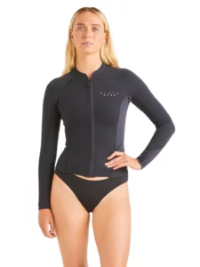 Women's Billabong Peeky Jacket in Black, 2mm recycled neoprene surf jacket.